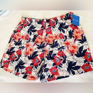 Columbia Shorts Sandy River II, 6” inseam, White Lakeshore Floral, 1X Plus Size